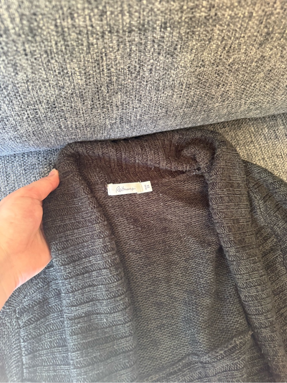Reitmans Dark Charcoal Open-Front Shawl Collar Cardigan - Picture 3 of 4